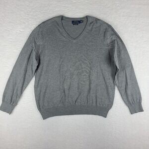 Polo Ralph Lauren Sweater Mens 2XL XXL Gray‎ Pima Cotton V Neck Sweatshirt